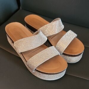 Forever Glittering Silver Platform Sandals